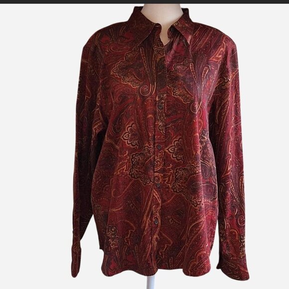 Chaps, paisley blouse in fall colors, size extra large - Picture 2 of 5
